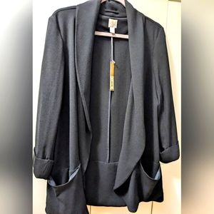 LC LAUREN CONRAD, Relaxed Shawl Collar Blazer, Black, Size 10.